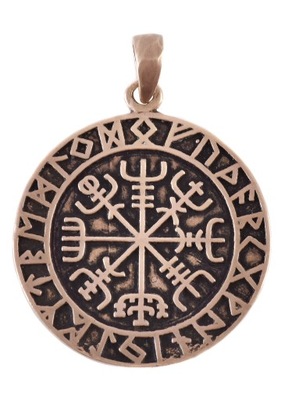 Wisiorek, zawieszka Wikingów Vegvísir, Brąz