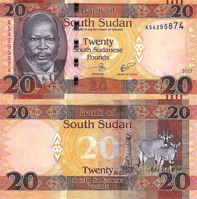 # SUDAN POŁUDNIOWY - 20 FUNTÓW - 2017 - P-13c UNC