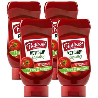 Pudliszki Zestaw 4x Ketchup łagodny 480g