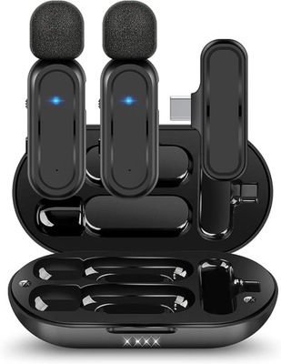2X MIKROFON KRAWATOWY PLUG-PLAY BEZPRZEWODOWY DO SMARTFONA USB C 2,4 GHZ