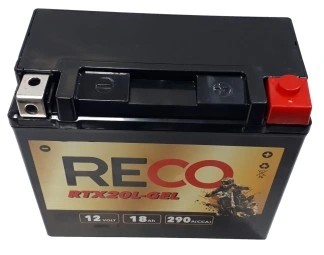 АККУМУЛЯТОР ДЛЯ МОТОЦИКЛА ЧУГУННЫЙ RECO RTX20L-GEL YTX20L-BS 12V 18AH 290A P+ 