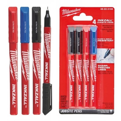 Markery długopisy cienkopisy kolorowe Milwaukee 48223165 zestaw 4 szt.