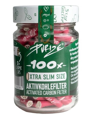 PURIZE Xtra Slim|Aktywne Filtry węglowe|Filterki z węglem aktywnym 100 szt.