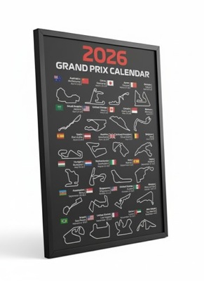 Kalendarz w ramce A4 Formuły 1 2026 F1 Tory Formuła Prezent Gadżet Fan