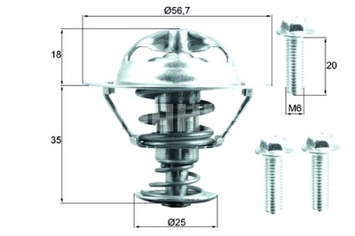 MAHLE TERMOSTATAS SKYSČIAI AUŠINAMOSIOS VOLVO C30 C70 II S40 II S60 II S80 