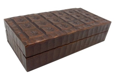 szkatułka drewniana ręcznie wykonana PRL