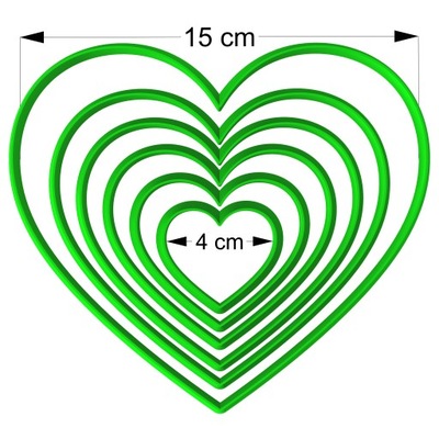 6x Foremki Wykrawacze PIERNIKÓW na Walentynki Serce Serca Zestaw 6szt 15cm