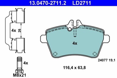 ZAPATAS DE FRENADO DB PARTE DELANTERA W169/W245 1,5-2,0 04-12 CERAMIC 13.0470-2711.2  