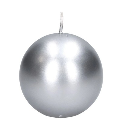 Świeca klasyczna kula srebrna 80mm metaliczna