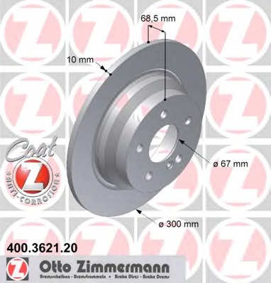 ZIMMERMANN MERCEDES CLS C218 ЦІЛОГО 300MM ГАЛЬМІВНІ ДИСКИ ЗАД 400.3621.20