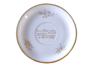 PAMIĄTKA OD WUJA 1910r TALERZYK PORCELANOWY