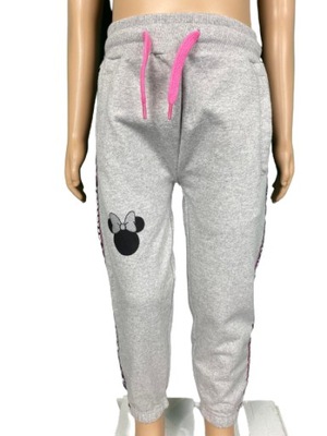 SPODNIE MYSZKA MINNIE 134 DRESOWE DZIEWCZĘCE SZARE ZE ŚCIĄGACZAMI