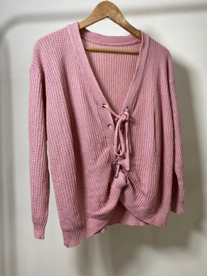 Różowy wiązany sweter oversize r S/M