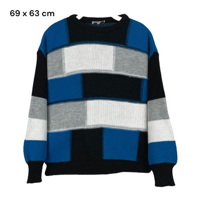 VINTAGE SWETER COLORBLOCK NOWY Z METKĄ XL