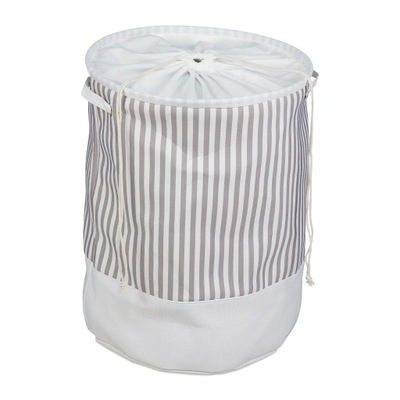 Kosz na pranie Relaxdays 60l biały, odcienie szarości i srebra