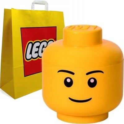 LEGO DUŻA GŁOWA CHŁOPIEC BOY POJEMNIK ROZ. L 27 CM 8,5 L. POJ + TORBA