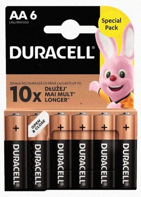 Duracell Basic Duralock baterie AA x 6 1,5V MOCNE