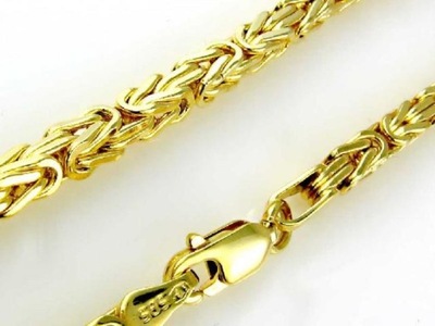 Złoty łańcuch 585 męski efektowny gruby splot królewski 4mm r60 modny wzór