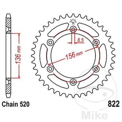 ENGRANAJE PARTE TRASERA DE ACERO JT R822-41, 41Z, TAMAÑO 520  