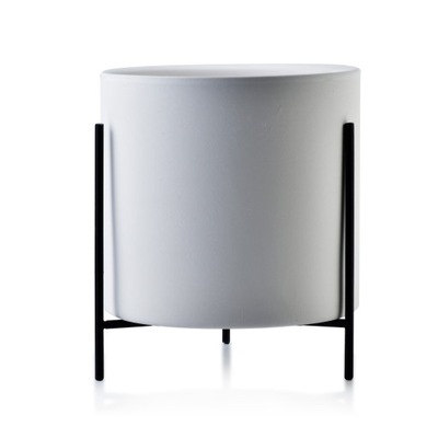 NEVA Doniczka 12xh14,5cm biała metalowy stojak