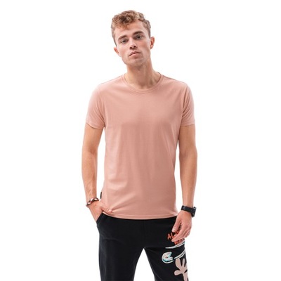 T-shirt męski bawełniany BASIC różowy V9 S1370 XL