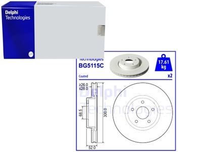 DISCOS DE FRENADO 2SZT. DELPHI BG5115C FORD MONDEO 03.07-01.15 DELPHI  