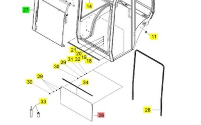 YANMAR SV СТЕКЛО ПЕРЕДНЯЯ НИЖНЯЯ САЛОНА