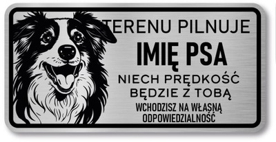 Tabliczka uwaga pies Border Collie imię psa