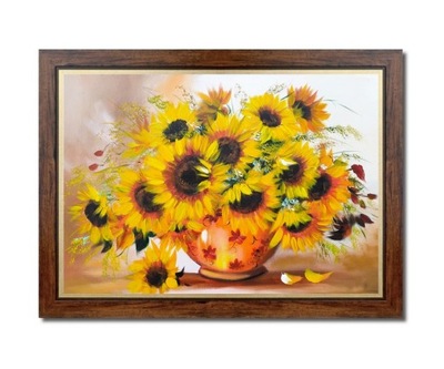 obraz bukiet kwiatów słoneczniki w wazonie RAMA