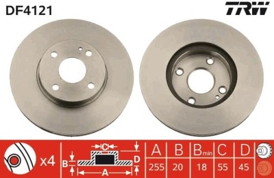 2X DISCO DE FRENADO MAZDA PARTE DELANTERA MX-5 1,6-1,8 16V 90-05 DF4121  