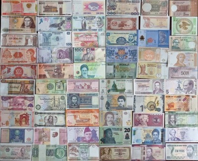 $ Zestaw 60 banknotów UNC z paczek bankowych każdy z innego państwa