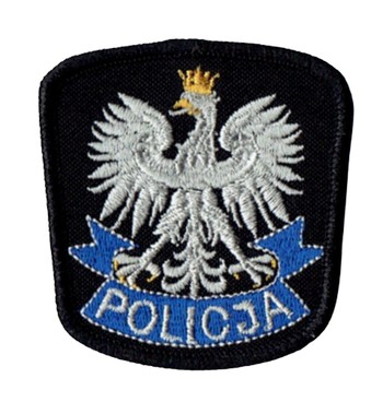 POLICJA orzełek na czapkę szary