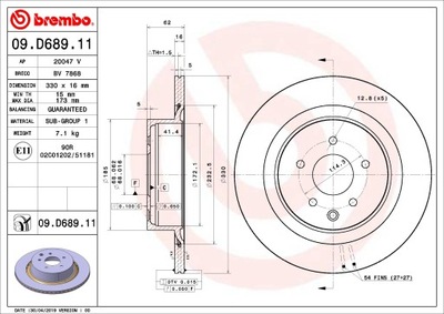 DISCO DE FRENADO PARTE TRASERA UV INFINITI (330X16MM)  