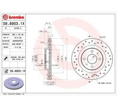 BREMBO ДИСК ТОРМОЗНОЙ 260X20 V LADA 110