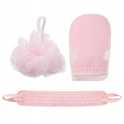 ZESTAW KĄPIELOWY MYJKA RĘKAWICA GĄBKA PAS 3 CZĘSCI