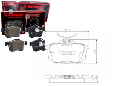 Nipparts j3615012 набір гальмівних колодок гальмівних, гальма дискові фото №1