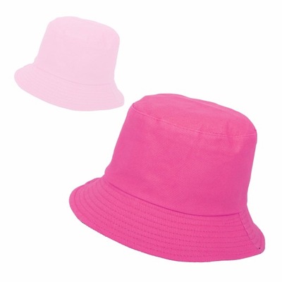 R197J Dwustronny kapelusz bucket hat jasno różowy gładki rybacki r.58