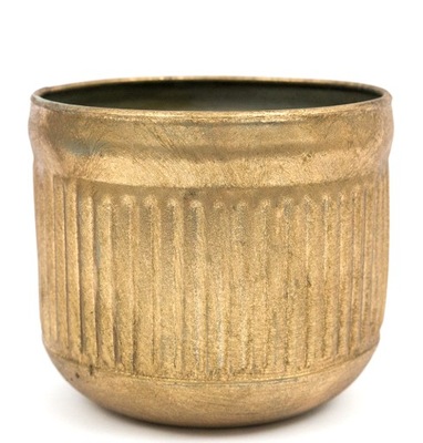 DONICZKA OSŁONKA METALOWA ZŁOTA 13x15cm PRĄŻKOWANA POSTARZANA 10