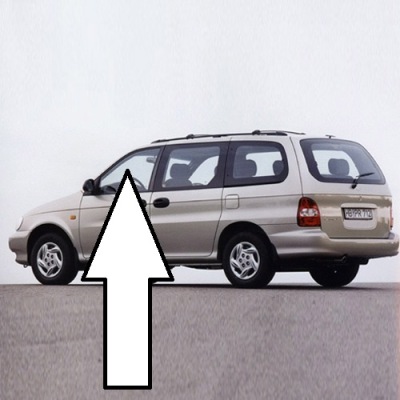 Стекло дверная левая перед kia carnival i 99-01 фото №1
