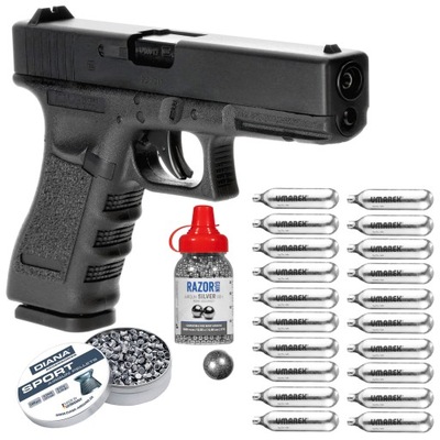 GLOCK 17 BLOWBACK 4,5 mm BB/DIABOLO WIATRÓWKA +2000 SRUTU +20 CO2 ZESTAW