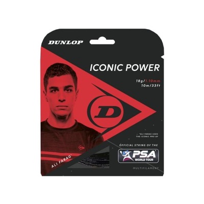 Naciąg do squasha DUNLOP ICONIC POWER Czarny 1,1 10m