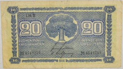 19.Finlandia, 20 Markkaa 1945, P.86, St.3+