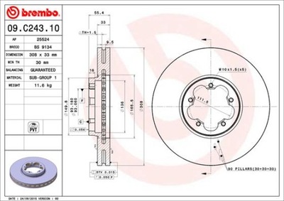 DISKAI STABDŽIŲ PRIEK. BREMBO 09.C243.10 09C24310 