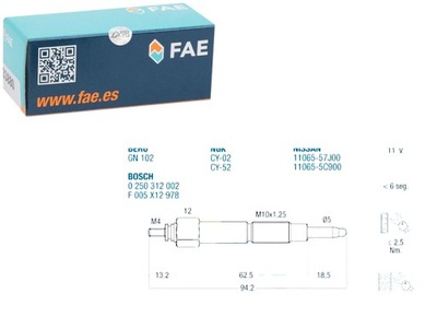 Свеча накаливания nissan 2,0d fae фото №1