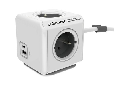 Cubenest PowerCube Extended USB A+C PD 20 W 1,5 m Szary