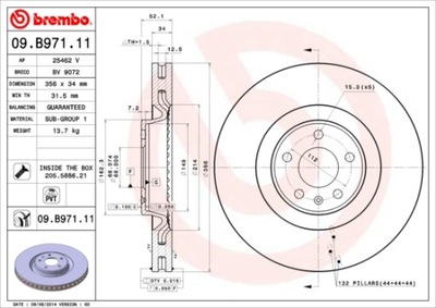 ДИСКИ ТОРМОЗНЫЕ ТОРМОЗНЫЕ ПЕРЕД BREMBO 09.B971.11 09B97111