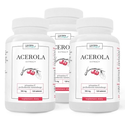 ACEROLA ekstrakt 500mg Naturalna Witamina C 120 tabletki