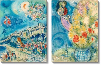 Marc Chagall, Zakochani, dyptyk 120x80 cm