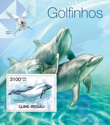 Delfiny ssaki morskie Gwinea-Bissau bl #08GB12319b