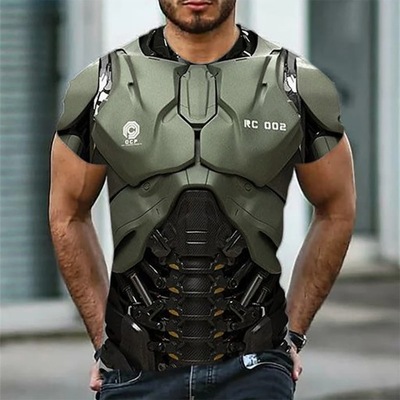 T-SHIRT 3D Oversize męska koszulka pancerz z krót